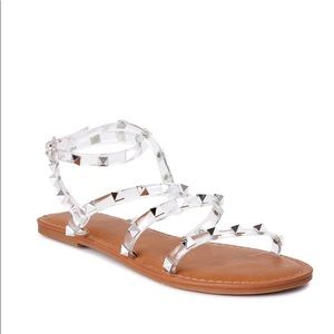 NWT SZ 12 WIDE Time&Tru Clear Studded Gladiators